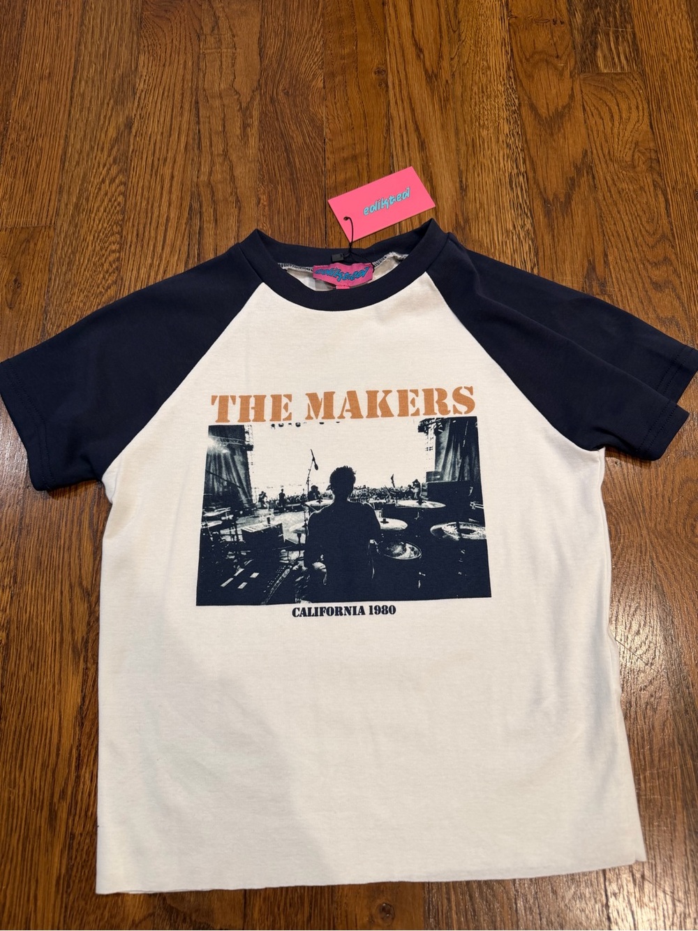 Edikted The Makers Kids Raglan Tee - Navy & Cream